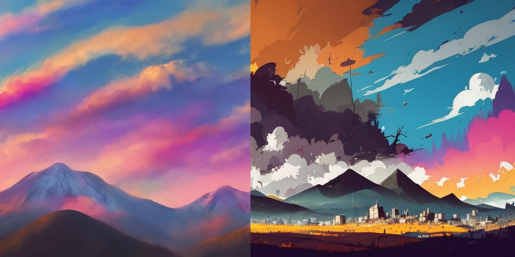 COMPARE - smokey  jagged wispy  colorful  clouds and plums of color swirling above a mountain in an open field  512PaintStyle1.png